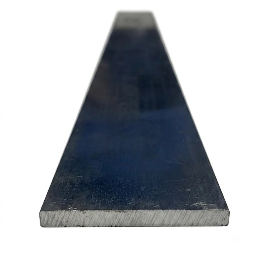 A top-down view of a 6082 aluminum chequer plate featuring the distinctive raised 5-bar pattern, showing light reflecting off the anti-slip metallic surface.
